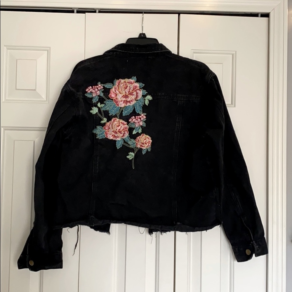 Black Embroidered Jean Jacket